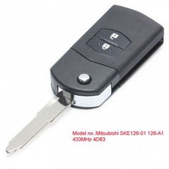 Upgraded Flip Car Remote Key 433MHz 4D63 Chip Fob 2 Button for Mazda 2 3 5 6 MX5 RX8 P / N: Mitsubishi SKE126-01 126-A1