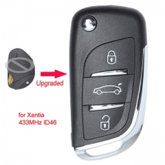 Upgraded Flip Remote Car Key Fob Side 2 Button 434MHz ID46 for Peugeot Xantia Uncut Blade SX9
