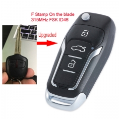 Upgraded Flip Remote Car Key Fob 2 Button 433MHz FSK ID46 for Mitsubishi G8D-571M-A , F Stamp on the blade