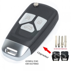 Upgraded Flip Replacement Remote Key Fob 433MHz ID40 for Chevrolet GM 93276692