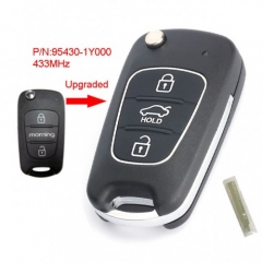 Upgraded Flip Remote Car Key Fob 3 Button 433MHz ID46 for KIA Picanto Morning 2011-2012 P/N: 95430-1Y100