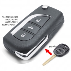 Upgraded Remote Key Fob 433MHz 4D67 for Toyota Echo Yaria 1999-2005 89070-52081