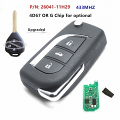 Upgraded Remote Car Key 3 Buttons 433MHz 4D67/G Chip for Toyota COROLLA P/N: 26041-11H29