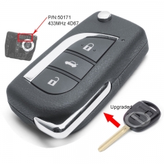 Upgraded Flip Remote Key Fob 433MHz 4D67 for Toyota Prado 120 RAV4 Kluger 50171