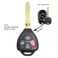 Upgraded Remote Key Fob 433MHz G Chip for Autralian Toyota Highlander 2006-2011