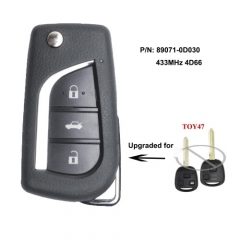 Upgraded Remote Key Fob 433MHz 4D66 for Toyota Yaris Avensis Corolla 89071-0D030