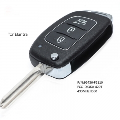 Remote Key Fob 433MHz 4D60 for Hyundai Elantra 2016-2017 P/N: 95430-F2110