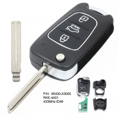 Upgraded Folding Remote Key Fob 433MHz ID46 for Kia Ray RKE-4A01 P/N: 95430-A3000