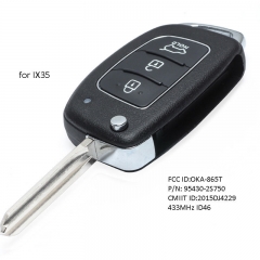 Flip Remote Key Fob 433MHz ID46 for Hyundai IX35 Tuscon 2014-2016 P/N: 95430-2S750