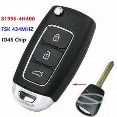 Upgraded Folding Remote Key Fob 433MHz ID46 for Hyundai Starex H-1 H1 2008-2015 81996-4H400 819964H400