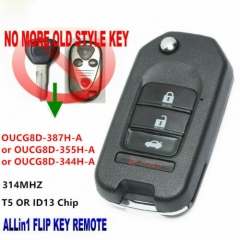 Chip de llave remota T5 / ID13 actualizado para ACURA RSX 2001-2006 2001-2006 FCC: OUCG8D-344H-A