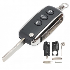 Replacement Folding Remote Key Shell 3 Button for Bentley Bentley Continental GT GTC 2004-2016