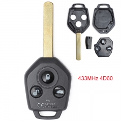 Remote Key 3 Button 433MHz 4D60 Chip for Subaru Outback