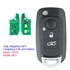 2ADFTF15AM433TX Remote Key Fob 3B 433.92MHz MQB 48 Chip for Fiat 500X Egea Tipo Megamos AES 16FA