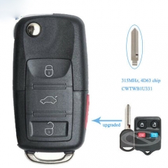 Modified Volkswagen Model Remote Key 315MHz 4D60 Chip 3+1 Button for Ford