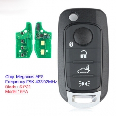 Remote Key Fob 433.92Mhz MQB 48 for Fiat 500X Egea Tipo 2016-2018 I6FA Megamos AES Chip