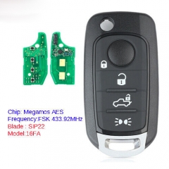 2ADFTF15AM433TX Remote Key Fob 433.92Mhz MQB 48 for Fiat 500X Egea Tipo 2016-2018 I6FA Megamos AES Chip