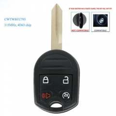 Remote Key Control Transmitter 4 Button 315MHz / 433MHz 4D63 Chip for Ford Lincon FCC: CWTWB1U793