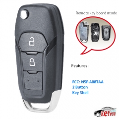 Flip Remote Key Case 2 Button Fob for Ford Fusion Edge Explorer 2013-2015 N5F-A08TAA