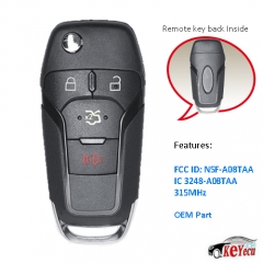 Genuine Remote Flip Key Keyless Entry Fob 315MHz for Ford Fusion FCC ID: N5F-A08TAA
