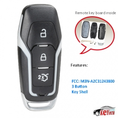 Replacement Smart Prox Remote Key Shell Case Fob 3 Button for Ford M3N-A2C31243300