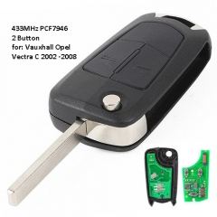 Folding Remote Key 2 Button ASK 433MHz PCF7946A / HITAG 2 / 46 Chip for Opel /Vauxhall Vectra C Signum