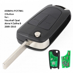 Flip Remote Key Fob 2 Button 433.92MHz ASK PCF7941A / HITAG 2 / 46 Chip for Opel Astra H Vauxhall P/N: 95528951 or 13387370 , Opel P/N: 39178494