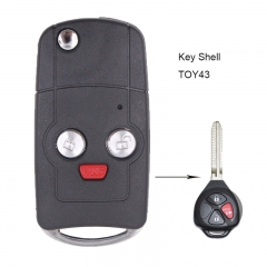 Folding Remote Key Shell 3 Button for Toyota Hilux Rav4 Corolla Uncut TOY43