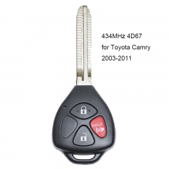 Remote Car Key Fob 3 Button 434MHz 4D67 for Toyota Camry 2003-2011