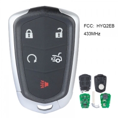 Reemplazo de Fob de entrada sin llave con llave remota inteligente 5 botones 433MHz para Cadillac XT5 2017 HYQ2EB