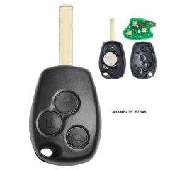 Remote Key Fob 3 Button 433MHz PCF7946 for Renault Clio lll Kangoo ll Master lll