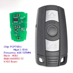 Llave remota KYDZ 3 botones 315MHz / 433MHz / 315LP / 868MHz PCF7945 Chip para BMW 3/5 Serie CAS3