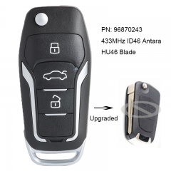 Upgraded Flip Remote Car Key Fob 2/3 Button Optional 433MHz ID46 for Opel Antara 2007-2015 Uncut HU46 Blade PN: 96870243