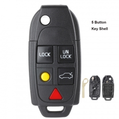 Flip 5 Button Remote Key Case Replacement for VOLVO S60 S80 V70 XC70 XC90