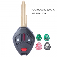 Remote Key 2+1 Button 313.8MHz for 2007 -2011 Mitsubishi Endeavor FCC OUCG8D-620M-A