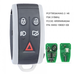 Smart Remote Key FSK 315MHz PCF7953A HITAG2/46 Chip 5 Button for for Jaguar XF 2013 XFR 2010 XK 2011 XKR 2009 FCCID: KR55WK49244