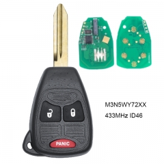 Remote Key 2+1 Button 433MHz w/ Chip ID46 for Chrysler Dodge Jeep FCC M3N