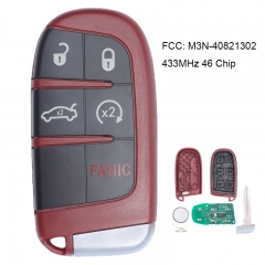 Red Smart Remote Key Fob 433MHz 46 Chip 5 Button for Chrysler 300 Dodge 2011-2017 FCC: M3N-40821302