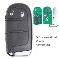 Smart Remote Key Fob 2 Button 433MHz ID46 for Chrysler 300 Dodge Challenger Charger Dart Durango 2011-2018 FCC: M3N-40821302