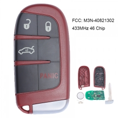 Red Smart Remote Key Fob 433MHz 4 Button for Chrysler 300 Dodge 2011-2017 FCC: M3N-40821302