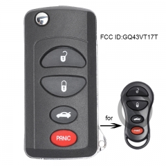 Modified Flip Remote Car Key 3+1 Button for Dodge Chrysler Neon FCC: GQ43VT9T