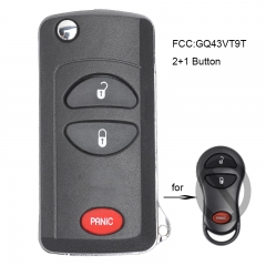 Modified Flip Remote Car Key 2+1 Button for Dodge Chrysler Neon FCC:GQ43VT9T