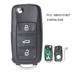 Remote Key Fob 315MHz ID48 3 Button for Volkswagen Golf GTI Jetta Touareg Passat FCC: NBG010180T , 5K0837202A, 5K0837202AE