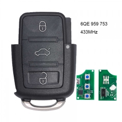 Remote Key 3 Buttons 433MHz for VW Volkswagen P/N: 6QE 959 753
