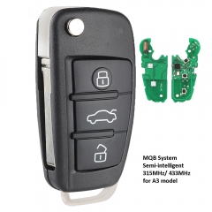 MQB Semi-intelligent Modified Remote Key 315MHz / 433MHz A6L use for Audi A3 Model