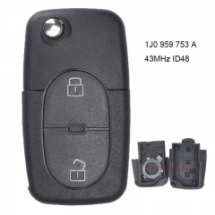 Flip Remote Key Shell 2 Button With CR1620 Battery Position for Volkswagen Bora Golf Passat