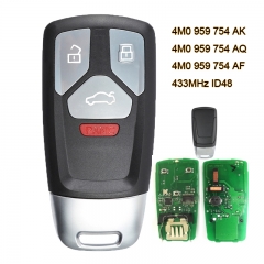 Smart Remote Key Fob 433MHz for 2017-up Audi A4 A5 Q7, 2016-up TT FCC ID: 4M0 959 754 AK /AQ /AF