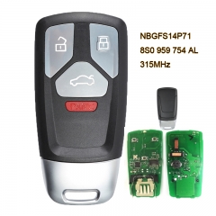 Remote Key Fob 4B 315MHz for Audi A4 A5 Q7 TT 2017+ FCC:  8S0 959 754 AL - NBGFS14P71