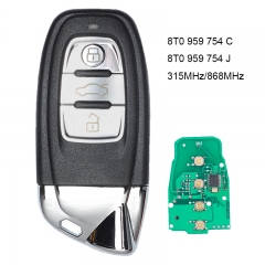 Modified as Lamborghini Smart Remote Key 315MHz/433MHz/868MHz 3 Button for Audi Q5 A4 S4 A5 S5 FCC: 8T0 959 754 C / 8T0 959 754 J