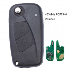 Flip Remote Key 2 Button 434MHz PCF7946 for FIAT Punto Ducato Stilo Panda Central Black